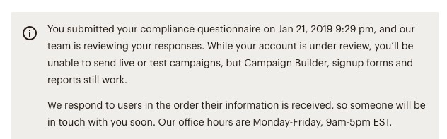 Mailchimp Account Issue Compliance Issue Photo
