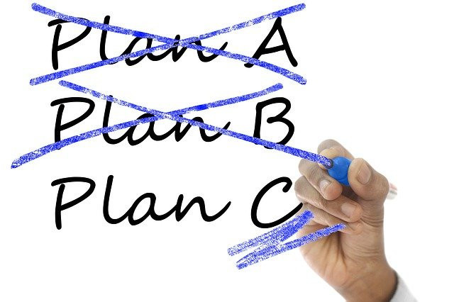 affiliate marketing and facebook ads: Photo of man creating a plan c on the board
