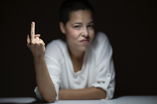 affiliate marketing and facebook ads: Photo of woman giving your the middle finger